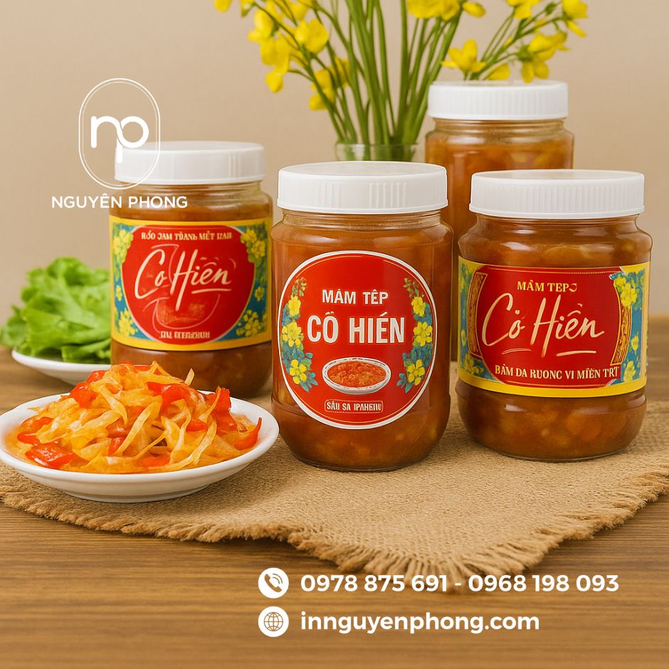 Mẫu mắm tép dán hộp nhựa
